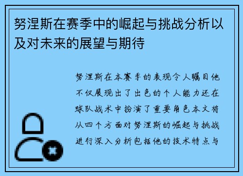 努涅斯在赛季中的崛起与挑战分析以及对未来的展望与期待